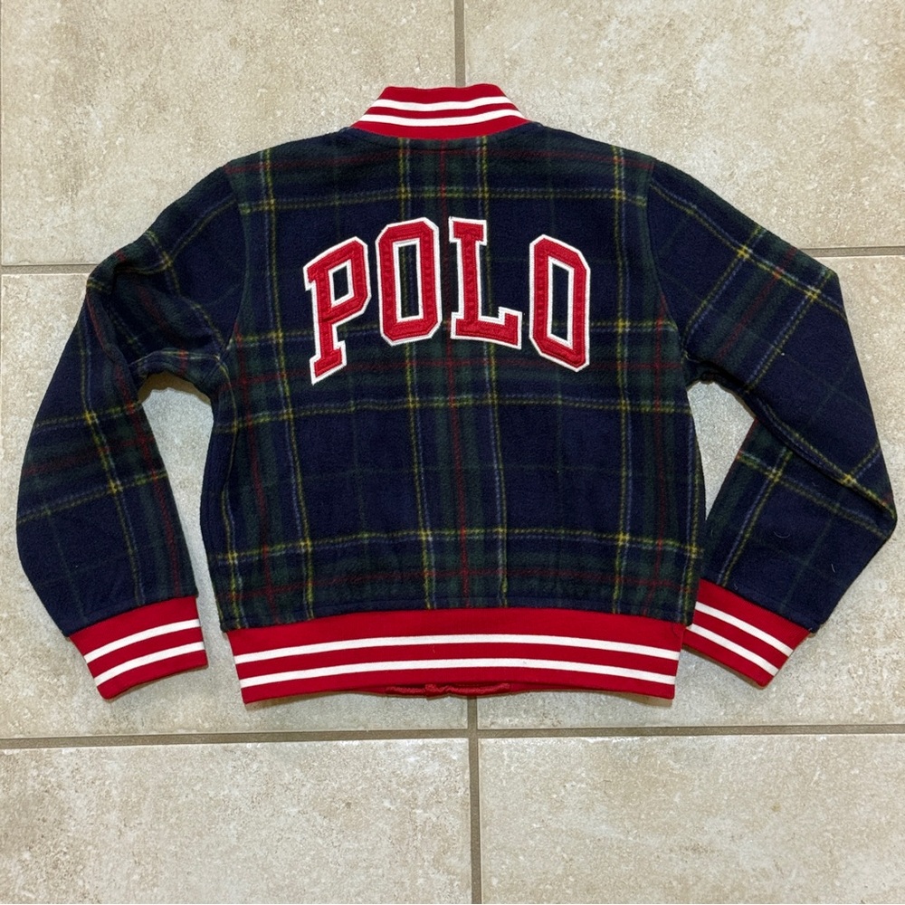 Polo Ralph Lauren Plaid Fleece Baseball Varsity Jacket Size 6